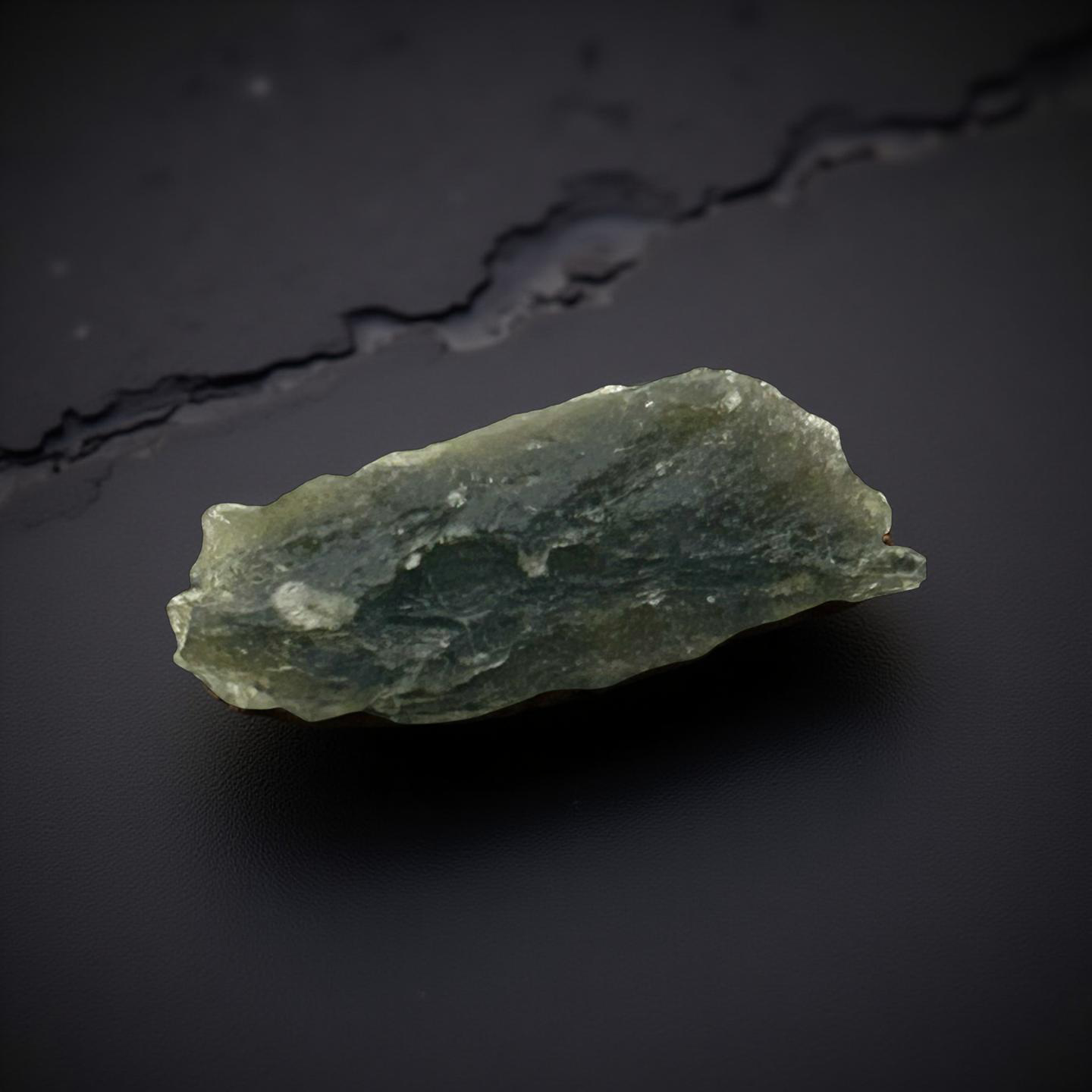 Moldavite – 3g | 1” x 0.5” | Rare Natural Meteorite Glass Crystal