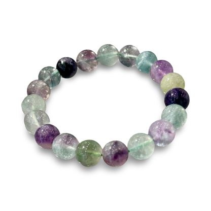 Rainbow Fluorite Elastic Bracelet – 10mm Beads