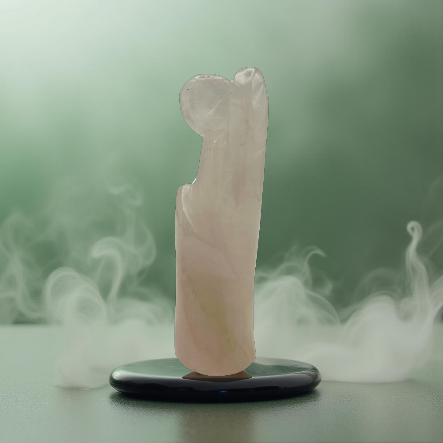 Rose Quartz Angel – 589g | 6” x 3.5” | Hand-Carved Natural Crystal Guardian