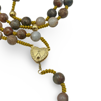 Sagenite & Jade Rosary – 8mm Beads, 18”