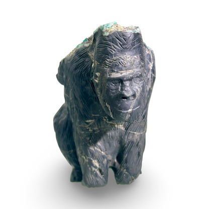 Colombian Emerald Gorilla Carving With Pyrite