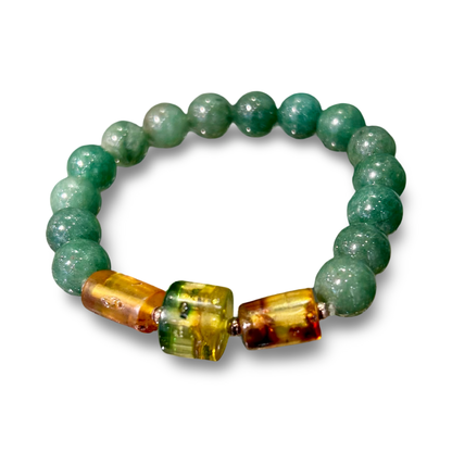Green Aventurine & Colombian Amber Bracelet – 10mm