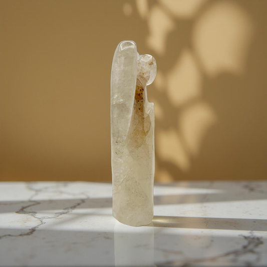 Rose Quartz Angel – 641g | 6.5” x 3.5” | Hand-Carved Natural Crystal Guardian