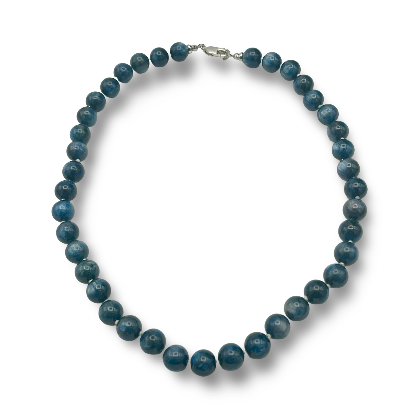 Blue Kyanite Necklace 10mm Beads | 18 Inches | Handmade Crystal Jewelry