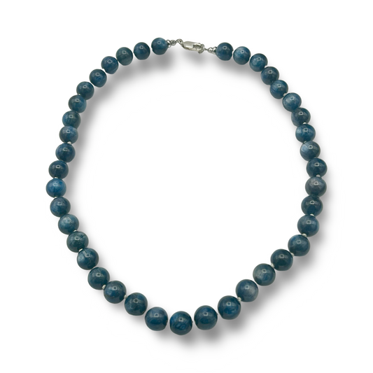Blue Kyanite Necklace 10mm Beads | 18 Inches | Handmade Crystal Jewelry