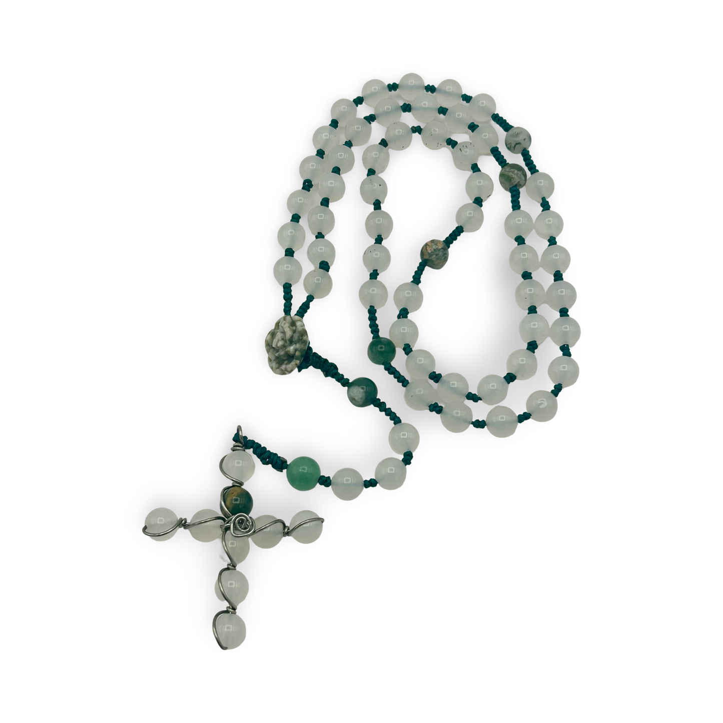 White Agate Rosary – 8mm Beads, 18”