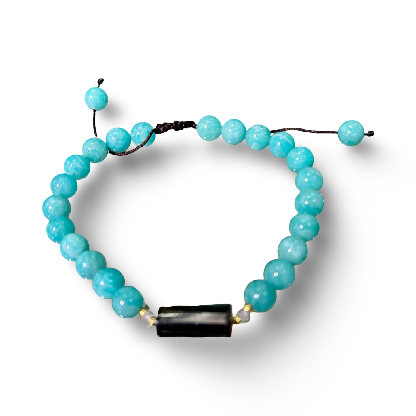Amazonite & Abalone Shell Adjustable Bracelet – 8mm Beads