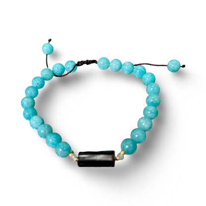 Amazonite & Abalone Shell Adjustable Bracelet – 8mm Beads