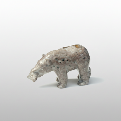 Fire Opal Bear Figurine with Fish – 21g, 2” x 1.5”