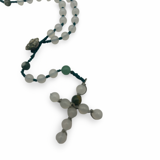 White Agate Rosary – 8mm Beads, 18”