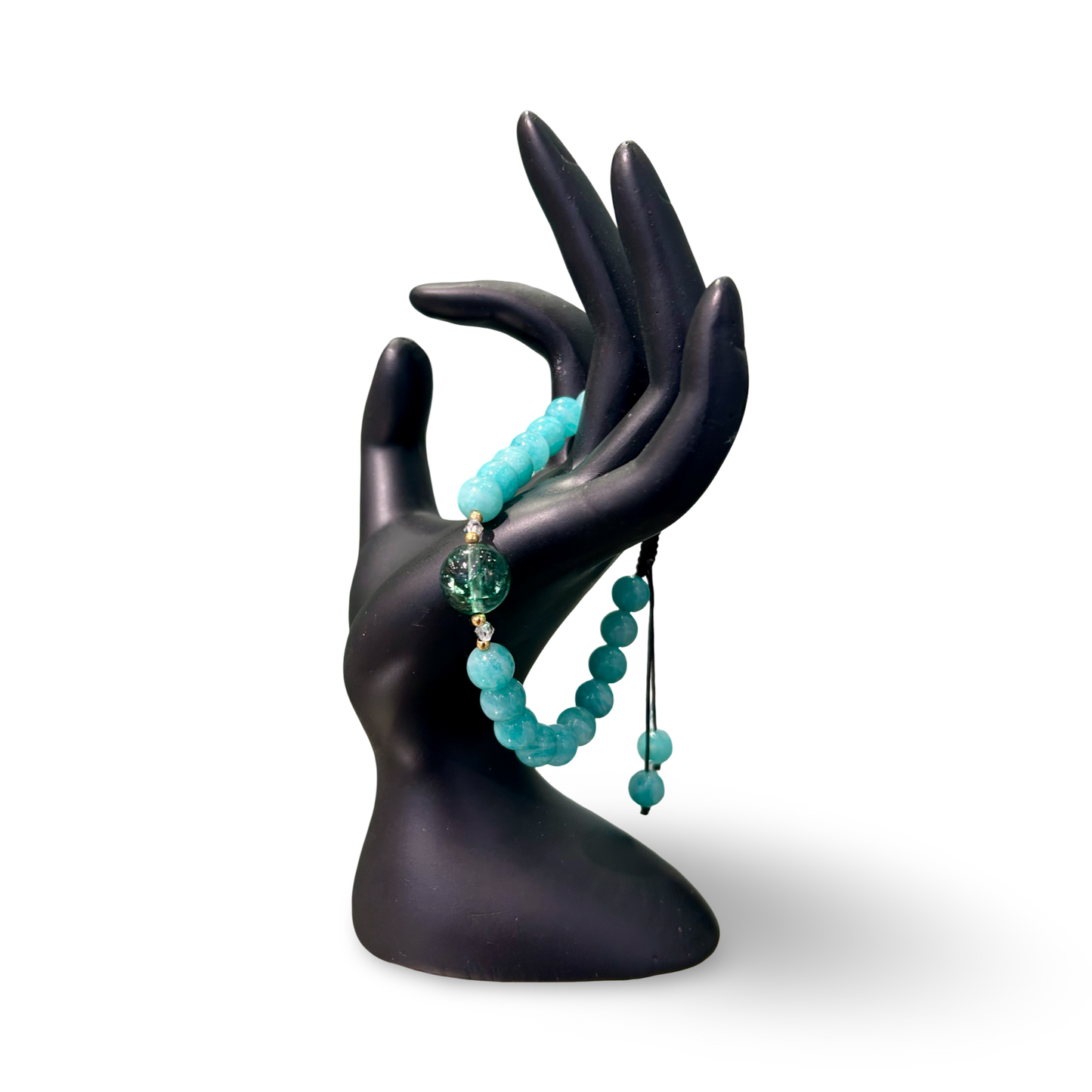 Amazonite with Dyed Quartz Adjustable Bracelet – 8mm Beads