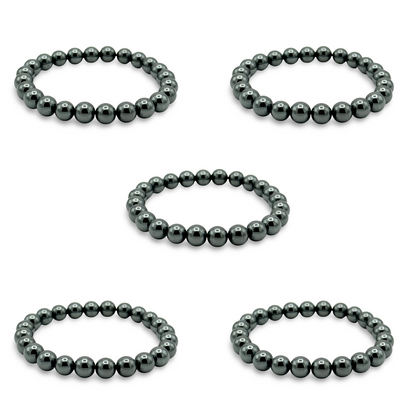 Wholesale Hematite Bracelets, 8mm Hematite Beaded Bracelet, Stretch Nylon