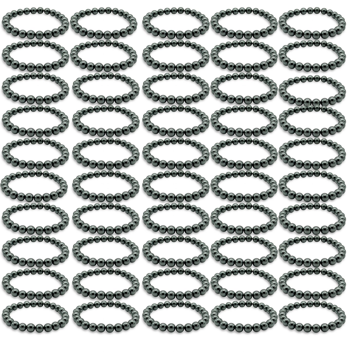 Wholesale Hematite Bracelets, 8mm Hematite Beaded Bracelet, Stretch Nylon