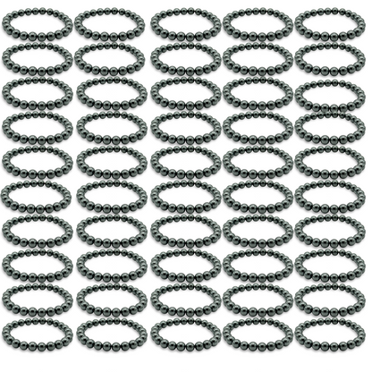 Wholesale Hematite Bracelets, 8mm Hematite Beaded Bracelet, Stretch Nylon