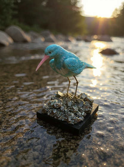 Amazonite Bird on Pyrite Base