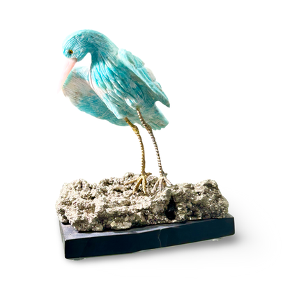 Amazonite Bird on Pyrite Base