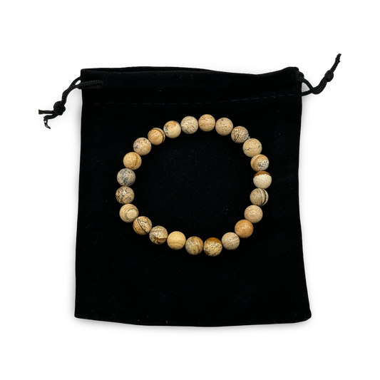 Picture Jasper Beaded Bracelet – Natural 8mm Gemstone Healing Bracelet for Grounding & Protection