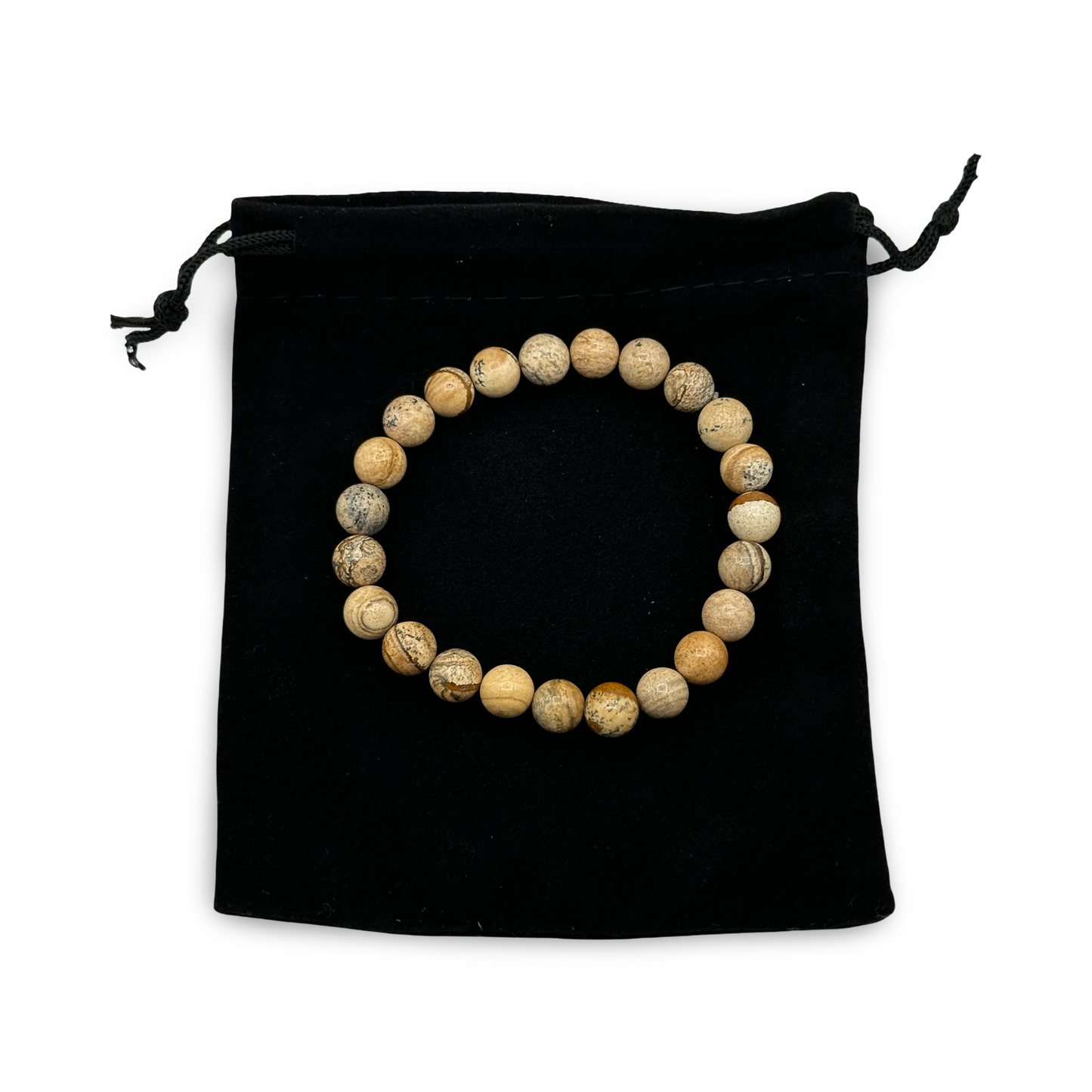 Picture Jasper Beaded Bracelet – Natural 8mm Gemstone Healing Bracelet for Grounding & Protection