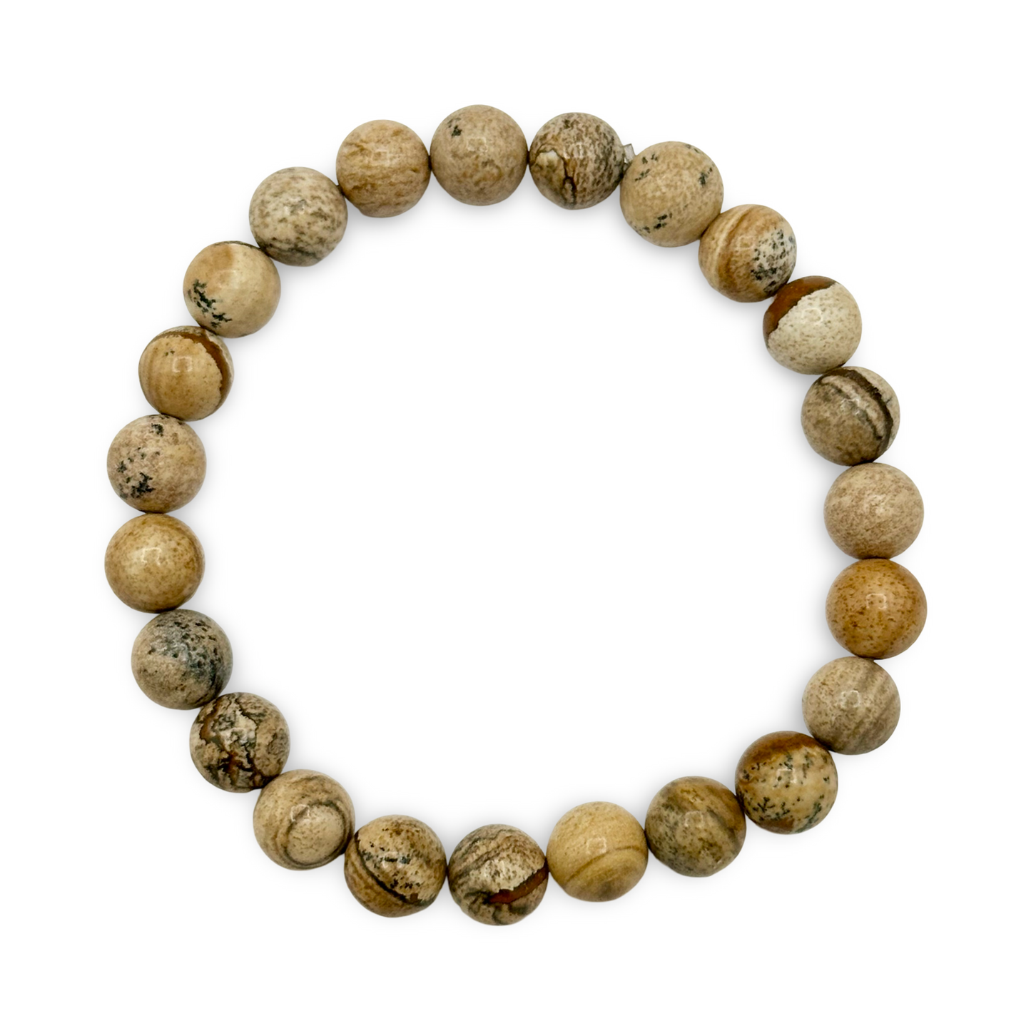 Picture Jasper Beaded Bracelet – Natural 8mm Gemstone Healing Bracelet for Grounding & Protection