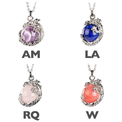 Benjamin International - ADJUSTABLE DRAGON WITH GEMSTONE BALL NECKLACE