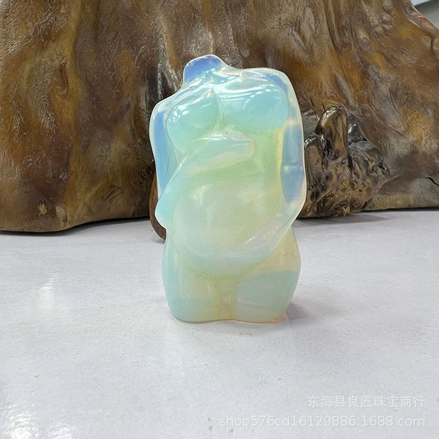 Natural Raw Gemstone Carved Pregnant Female Model Decoration Crystal Crafts Home Decoration