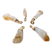 Irregular Natural Brazil Citrine Silver Edge Gold Plated Head Natural Raw Gemstone Necklace Pendant