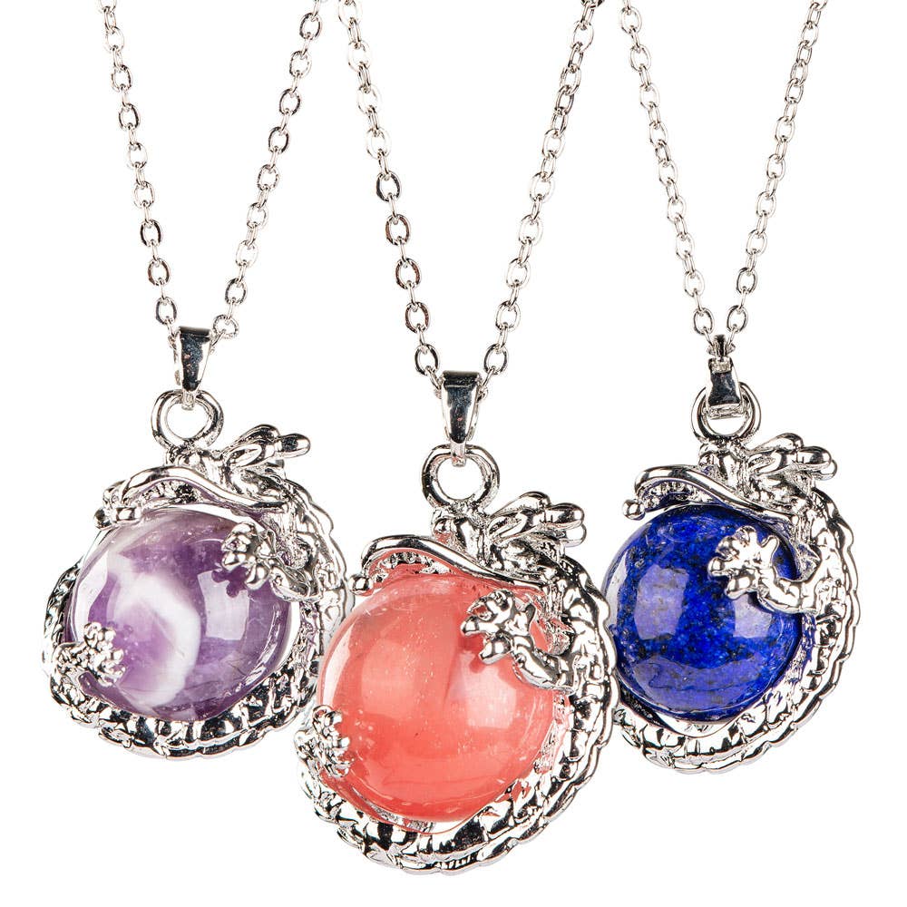 Benjamin International - ADJUSTABLE DRAGON WITH GEMSTONE BALL NECKLACE