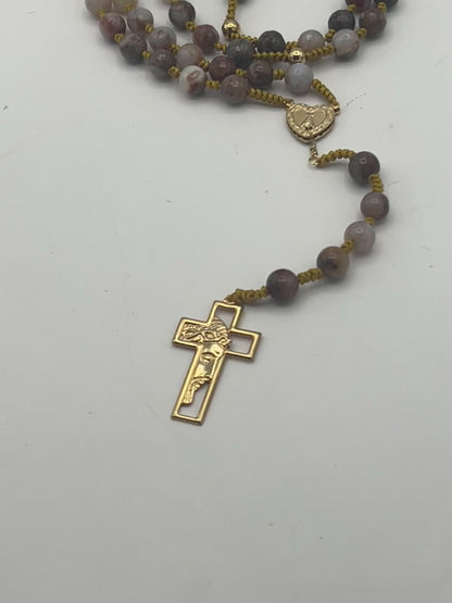 Sagenite & Jade Rosary – 8mm Beads, 18”