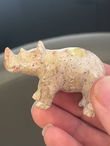 Fire Opal Rhinoceros Figurine – 38g, 2.5” x 2”