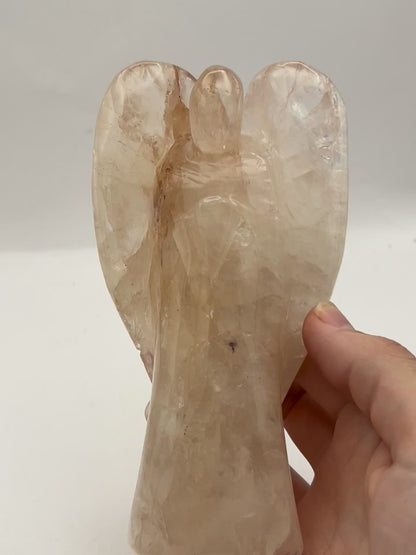 Rose Quartz Angel – 641g | 6.5” x 3.5” | Hand-Carved Natural Crystal Guardian
