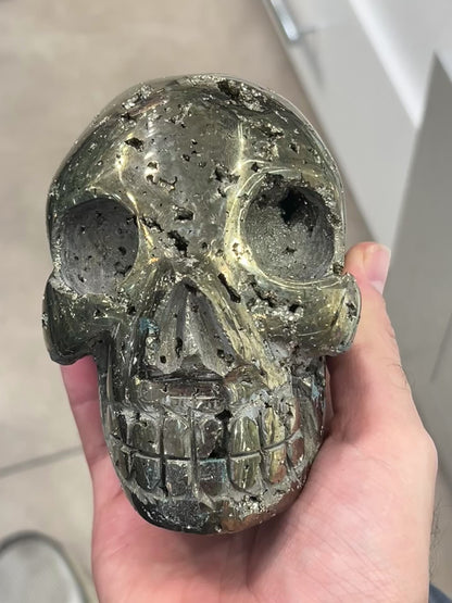 Pyrite Skull Carving XL
