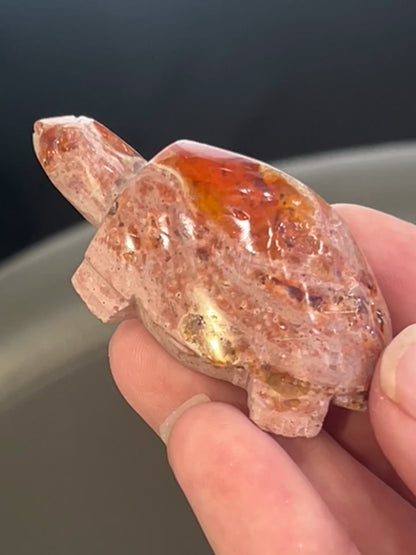 Fire Opal Turtle Figurine – 35g, 2.5” x 2”