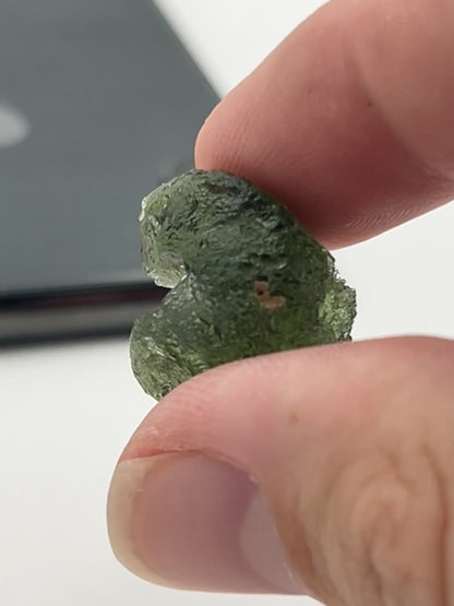 Moldavite – 4g | 1” x 0.5” | Rare Natural Meteorite Glass Crystal