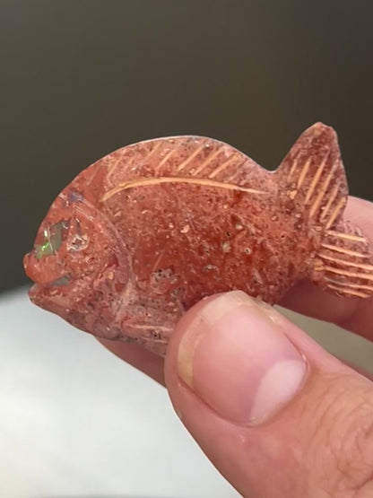 Fire Opal Fish Figurine – 18g, 1.5” x 1”