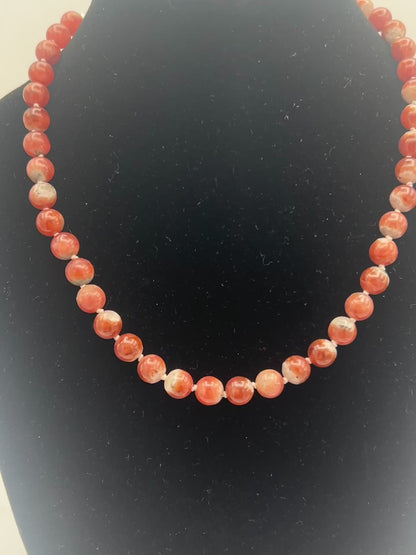 Rhodochrosite Necklace 10mm Beads with Sterling Silver | 20 Inches | Handmade Gemstone Jewelry
