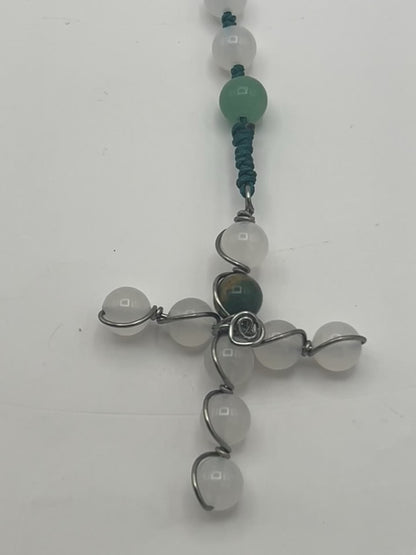 White Agate Rosary – 8mm Beads, 18”