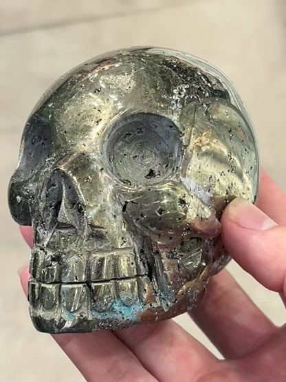 Statement Pyrite Skull Sculpture | 1243g High-Grade Peruvian Pyrite