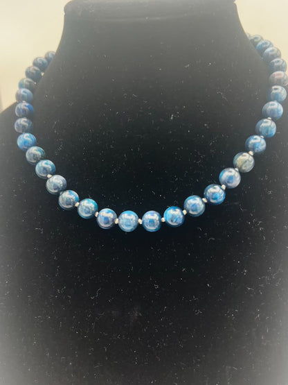 Blue Kyanite Necklace 10mm Beads | 18 Inches | Handmade Crystal Jewelry